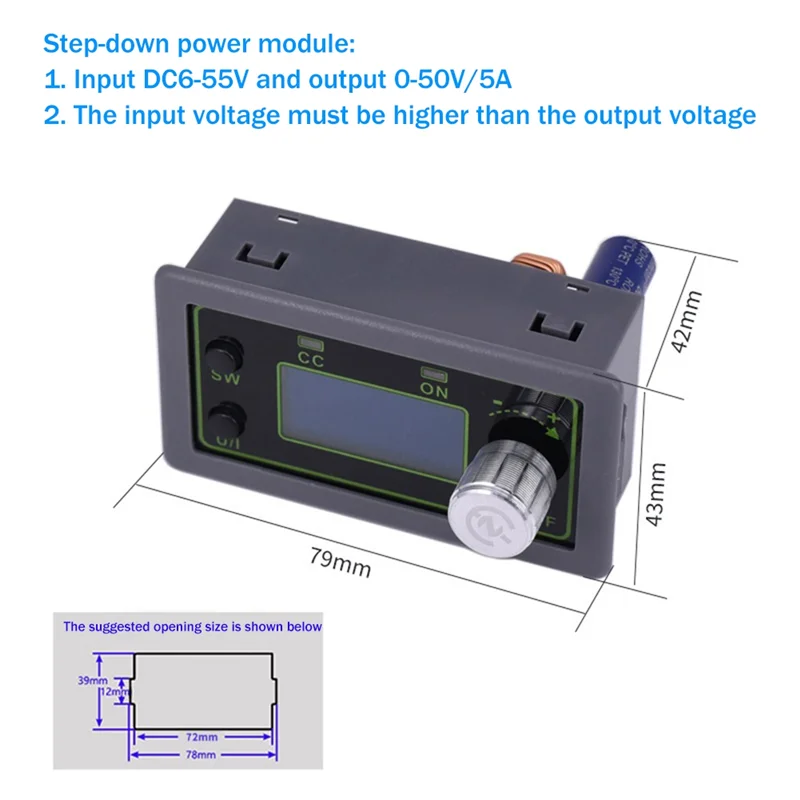 50V 5A CNC Buck Adjustable Power Module Voltage Ammeter Constant Voltage Constant Current DC Voltage Regulator Module