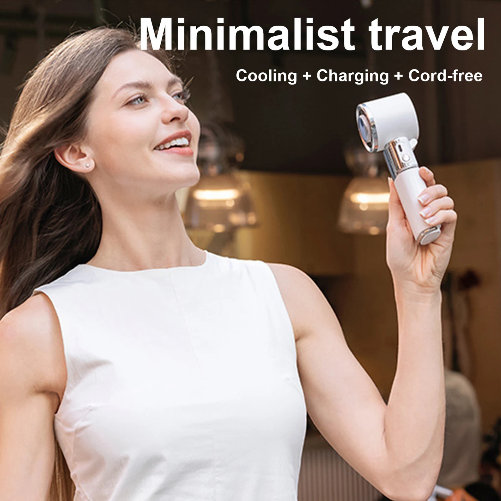 Mini Hand Held Fan with LED Display&Ice Cooling Rechargeable Foldable Fans Multifunctional Compact Cooler for Desk/Hand Hold
