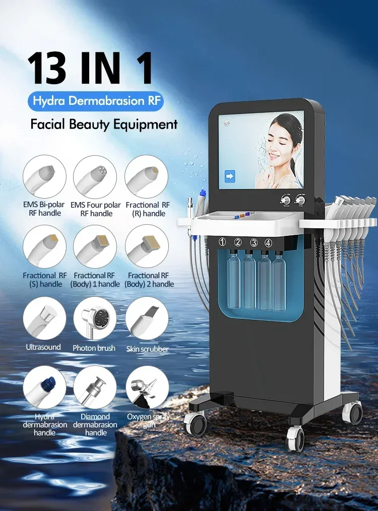 13 in 1 Blackhead Removal, Skin Rejuvenation, Brightening, Lifting - Professional Hydro Facial Machine: Microdermabrasion