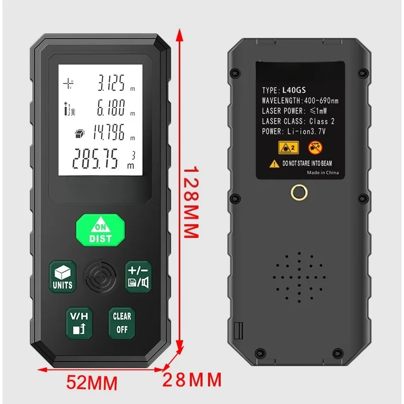 Outdoor rangefinder 3-in-1, electronic ruler measuring instrument, with cross line level