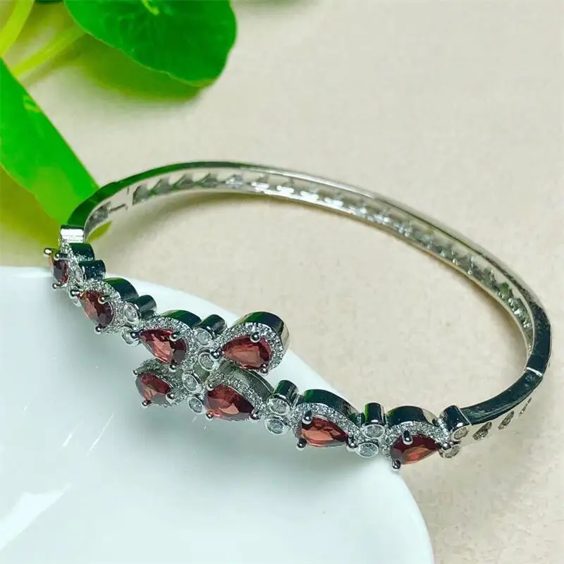 Natural Garnet Bangle Bracelet Fashion Women Healing Jewelry Gemstone Reiki Energy Crystal Stone Holiday Gift 1PCS