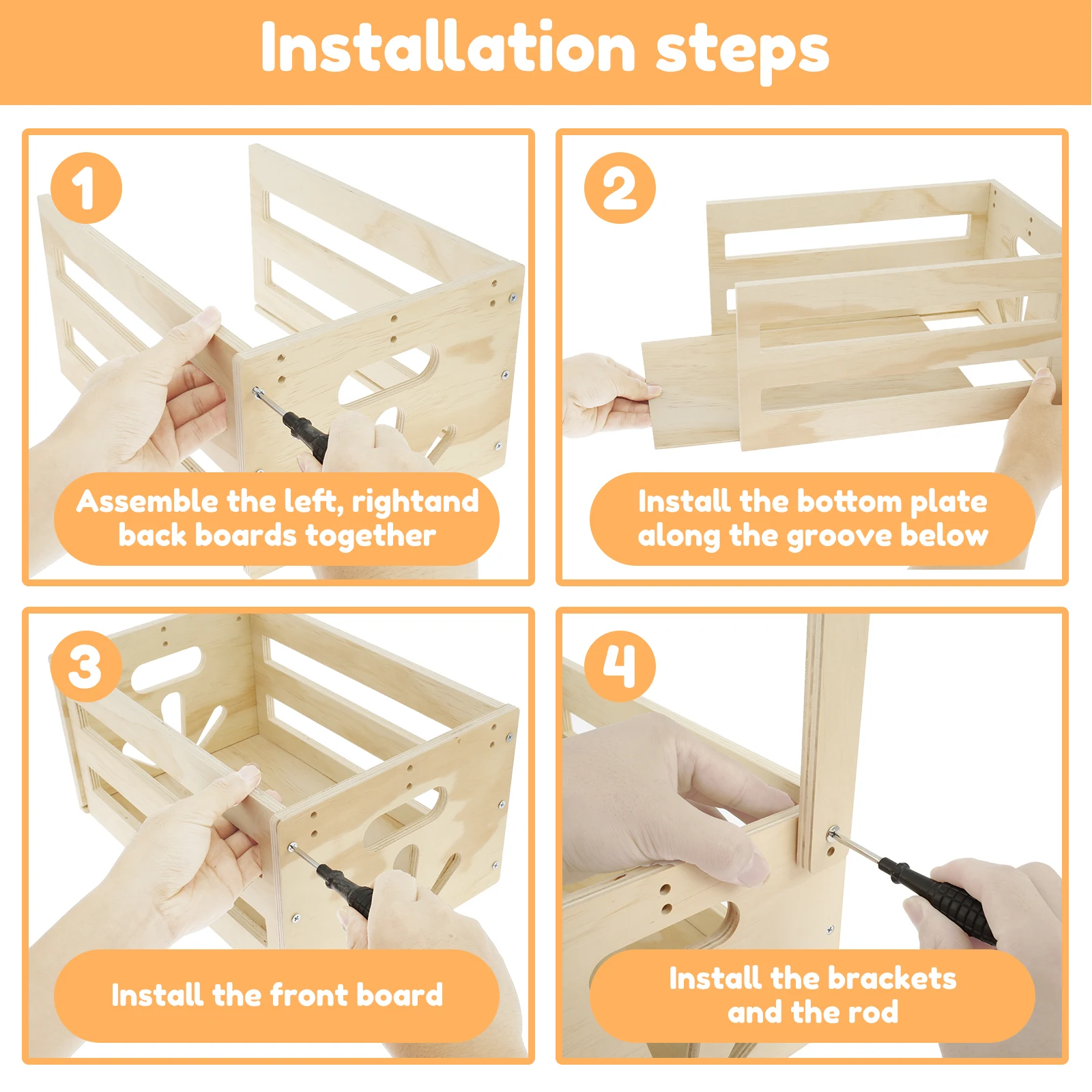 سلة استحمام خشبية للأطفال، خزانة استحمام للأطفال مع مقبض محمول، سلة تخزين ألعاب ذات سعة كبيرة للحمام