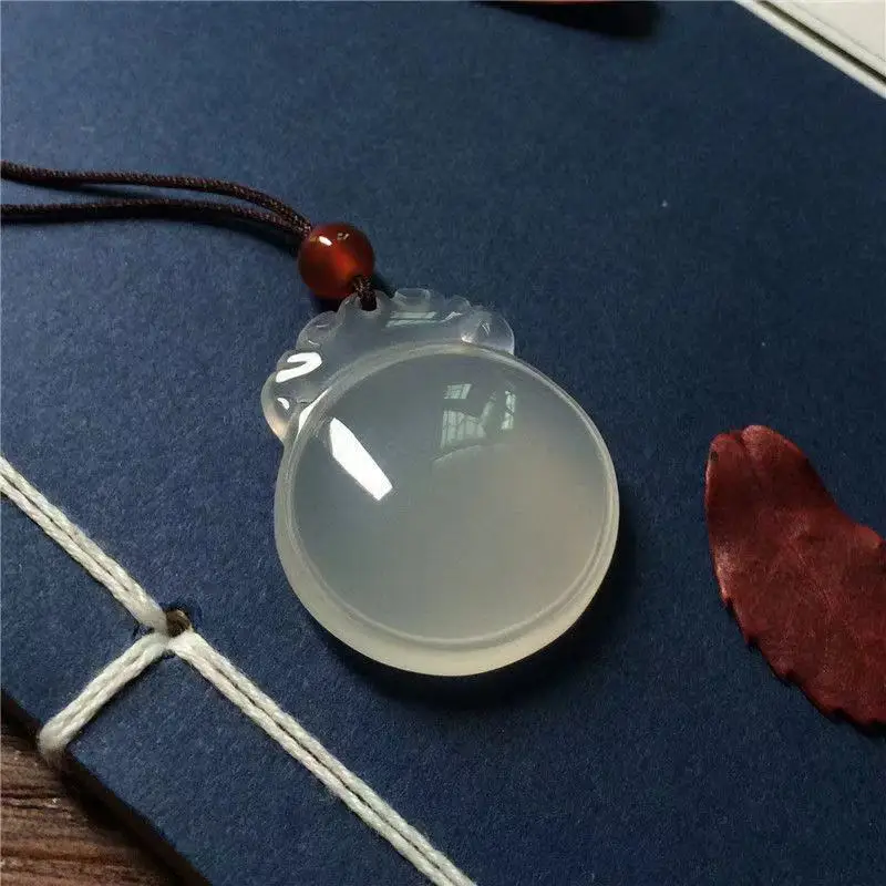 Chalcedony Breast Protector Pendant Chalcedony Mirror Men's and Women's Jade Ruyi Pendant Pendant Jade Pendant