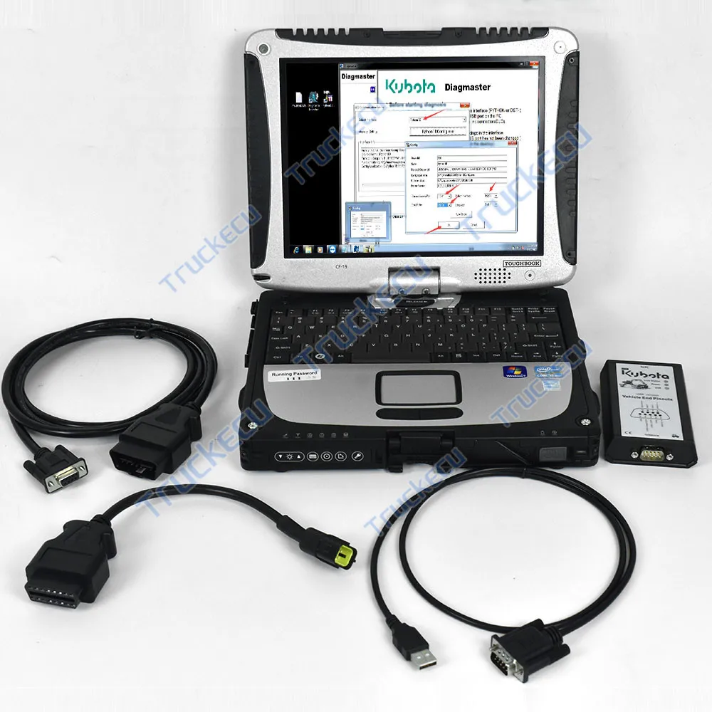 tractor truck Diagnostic tool For KUBOTA Diagmaster DIAGNOSTIC KIT (PYTHON) denso Takeuchi OEM 4pin cable+ Toughbook CF19 laptop