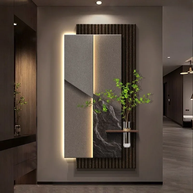 Light , high-end sense, entrance decorative painting, hydroponic green plant corridor, aisle sandstone hanging painting, w
