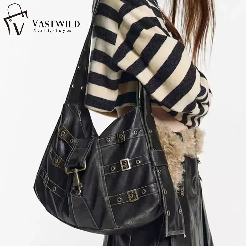 

Сумка из искусственной кожи в стиле ретро в стиле панк, сумки на плечо с металлическими пуговицами, женская сумка-тоут, большая вместительная сумка для хранения на работу, кошелек