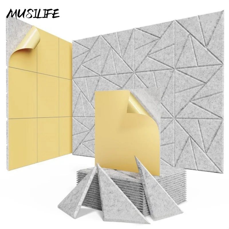 

6/12pcs Acoustic Panels with Self-Adhesive Thickening Peel and Stick Wall Decortion for Home Office Soundproof Wall Sticker