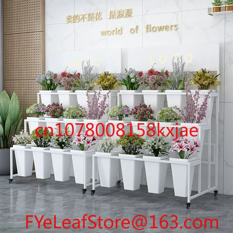 Stall Flower Stand Movable Shop Bucket Special Display Stand Wrought Iron Multi-layer Flower Wedding Shelf Household Shelf