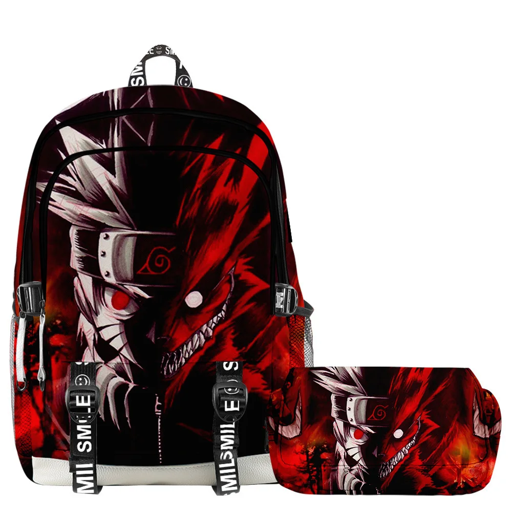 Mochila e lápis Naruto Anime para crianças, meninos, meninas, conjunto de mochila de dois andares, mochila escolar impermeável para adolescentes, 36 estilos