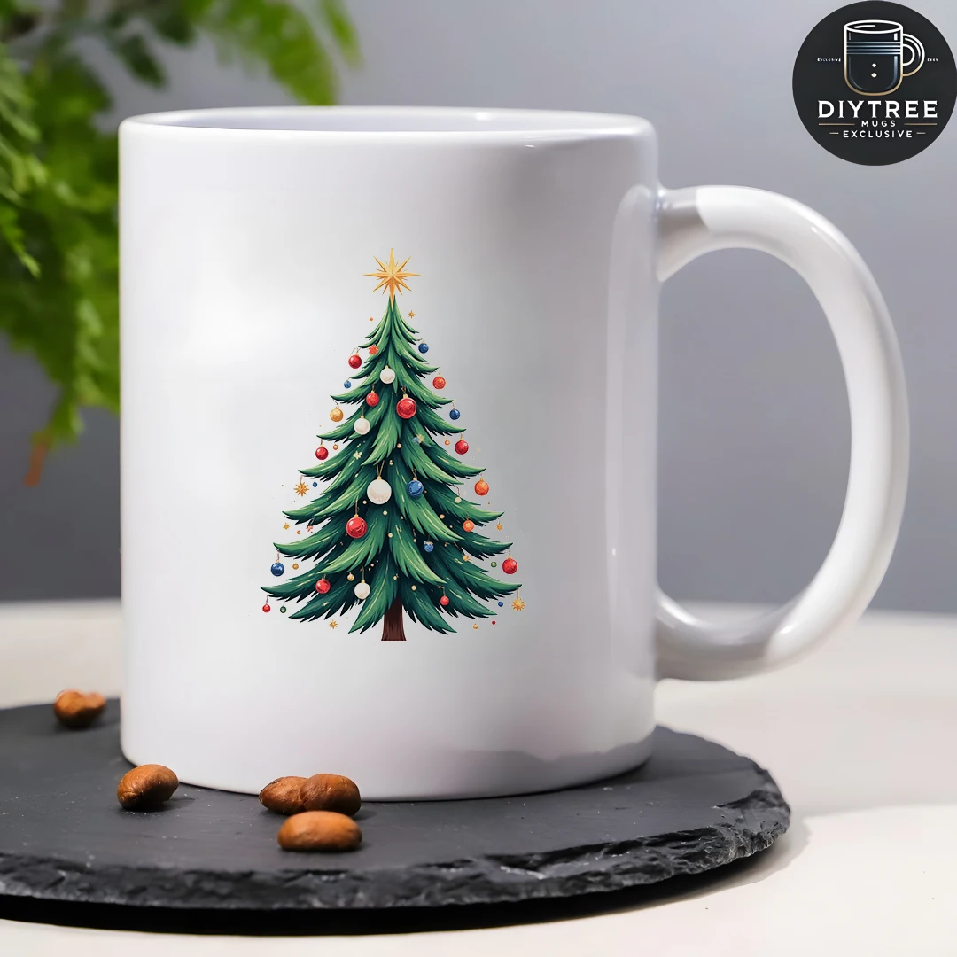 Tazza da 11 once + adesivo per albero di Natale dei cartoni animati + regalo di Natale - Set di tazze da caffè per ufficio familiare con bottiglia d'acqua per bambini