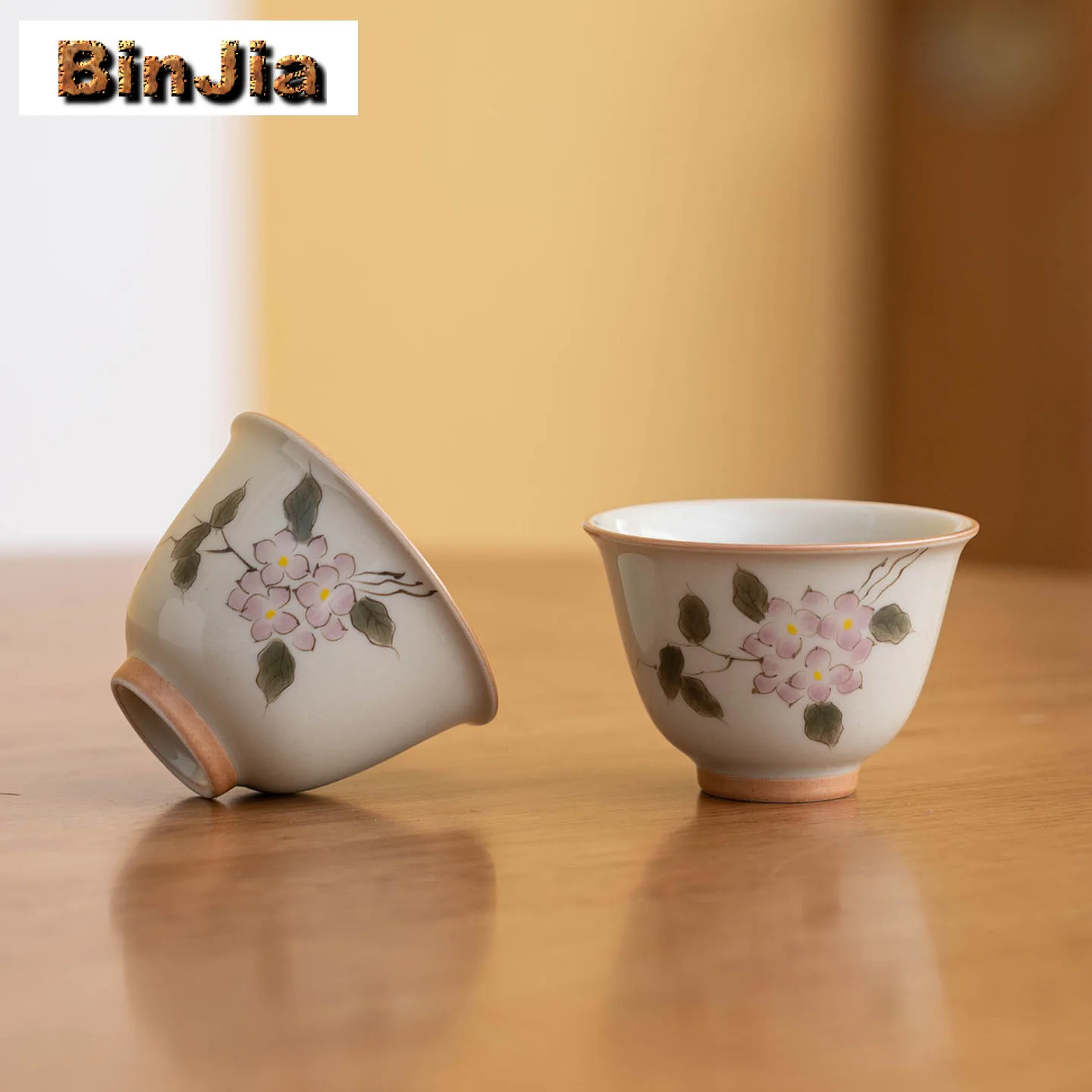 

2pc/lot Hand-painted Hydrangea Teacup Vintage Tea Bowl Sample Tea Cup Tea-tasting Smelling Cup Chazhan Master Cup Tableware 60ml