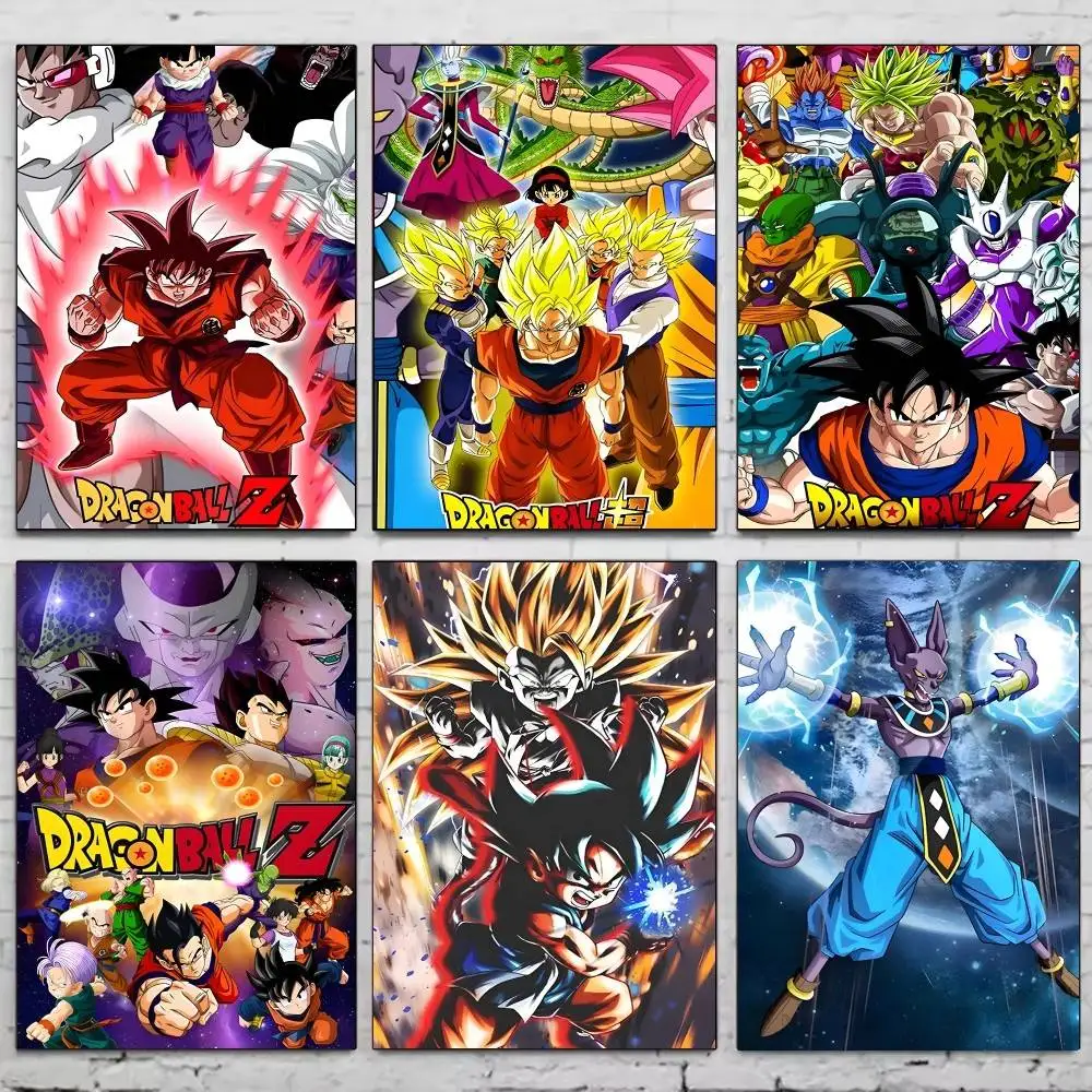 Dragon Ball Goku Anime Saiyan figuras Vegeta cartel autoadhesivo arte impermeable pegatina de papel cafetería Bar decoración de pared de habitación
