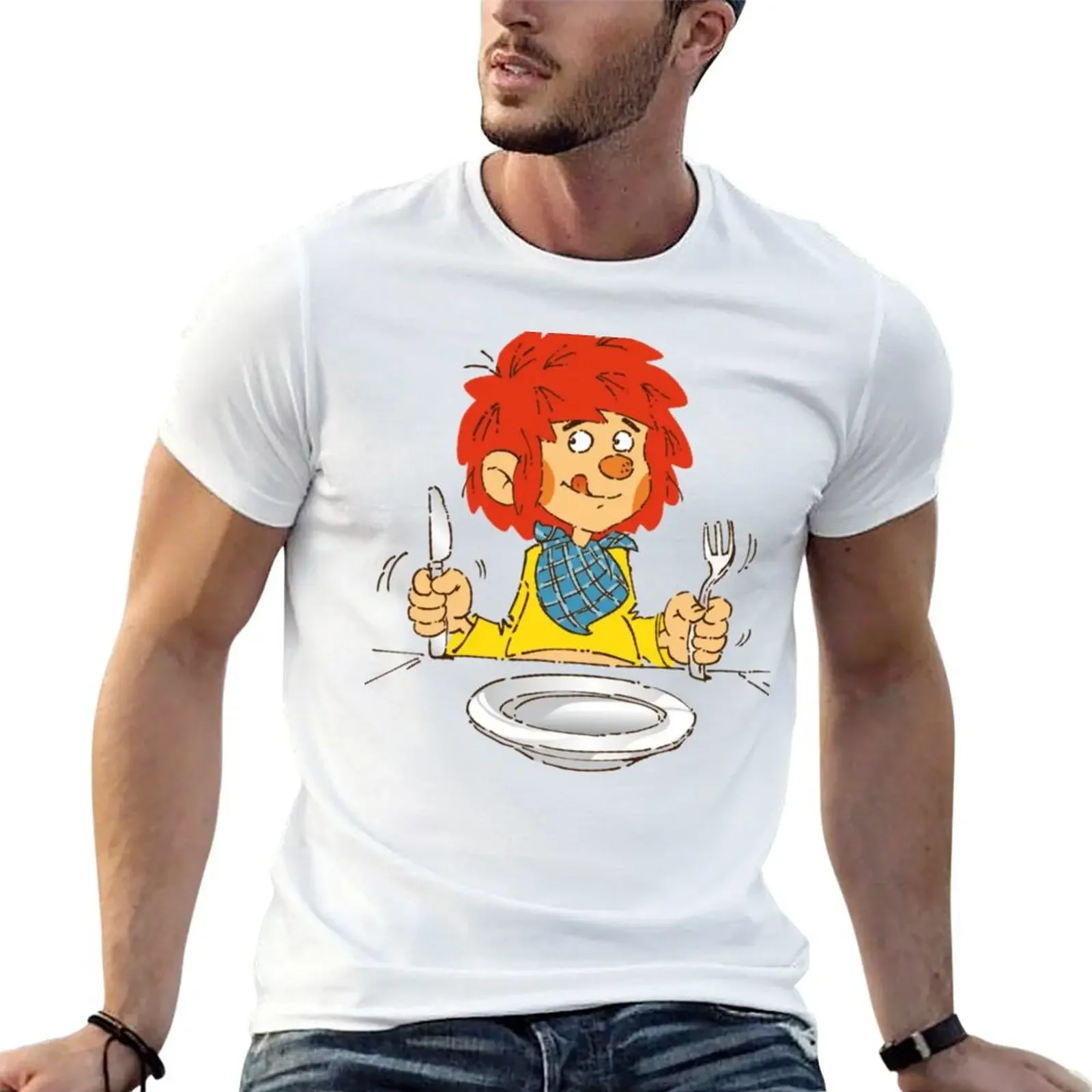 Pumuckl Meal Time T-shirt vintage kawaii clothes boys whites mens clothes