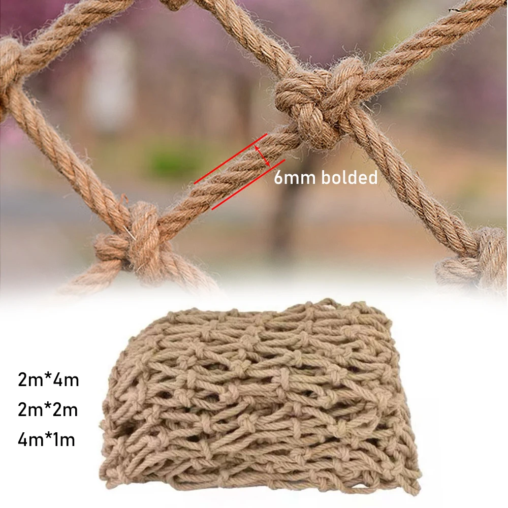 2mX4m Child Safety Climbing Net Hand Made Jute Rope Net Stair Protective Fencing Mesh Home Decoration Ceiling Plant Support Net