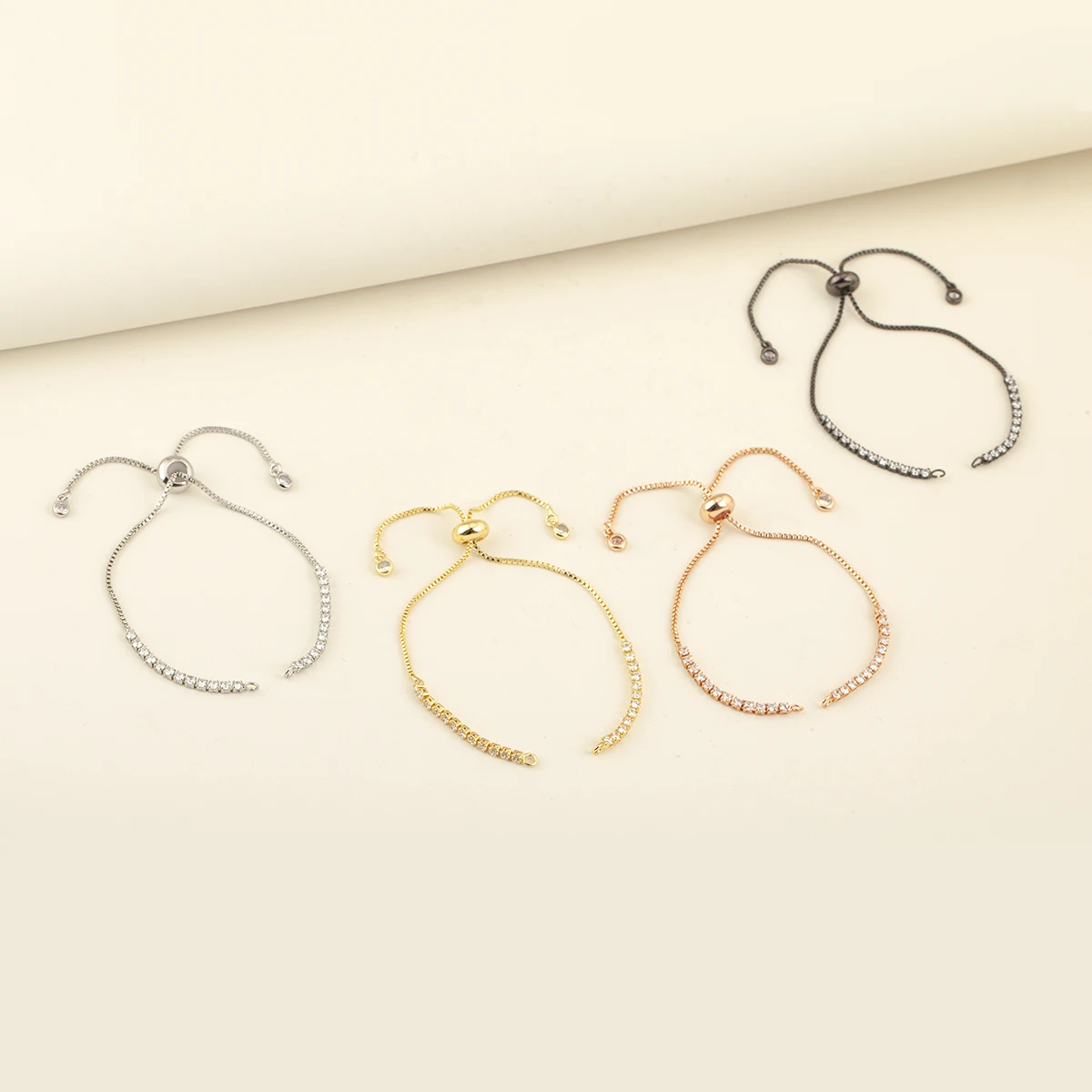 Nidin الساخن الأبيض الزركون الموازي/العمودي ربط 3 قطعة/الوحدة سوار للنساء قابل للتعديل سلسلة مجوهرات اكسسوارات بالجملة #6