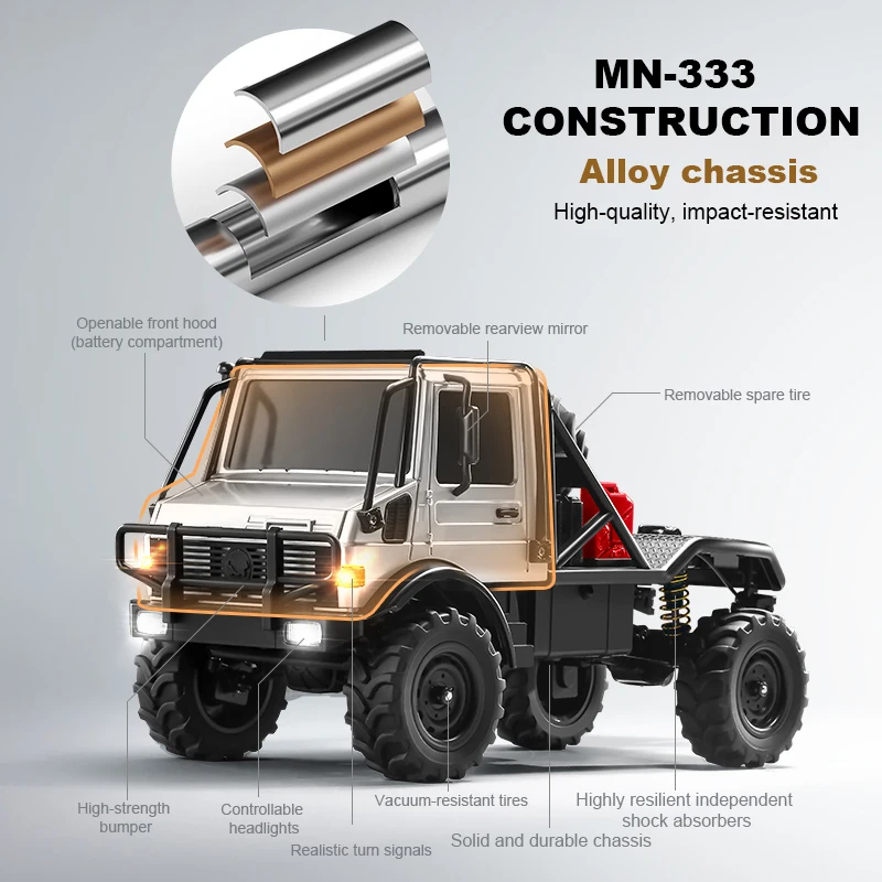 MN333 RC coche 1/18 media tarjeta tracción en las cuatro ruedas dirección del acelerador proporcional completo 4WD escalada vehículo todoterreno juguete para regalo niño