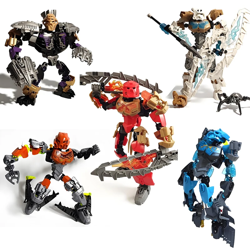 Bloques de Construcción Bionicle Warrior 2 en 1, Serie Master Protector, Figuras de Kopaka, Lewa y Onua de la Jungla, Colección Anime, Juguete de Ladrillos, Regalo para Niños