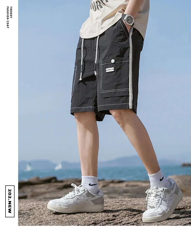 Men's Summer Quick-drying Work Shorts Elastic Waist Sports Casual Loose Multi-pocket Outdoor Versatile Fashion