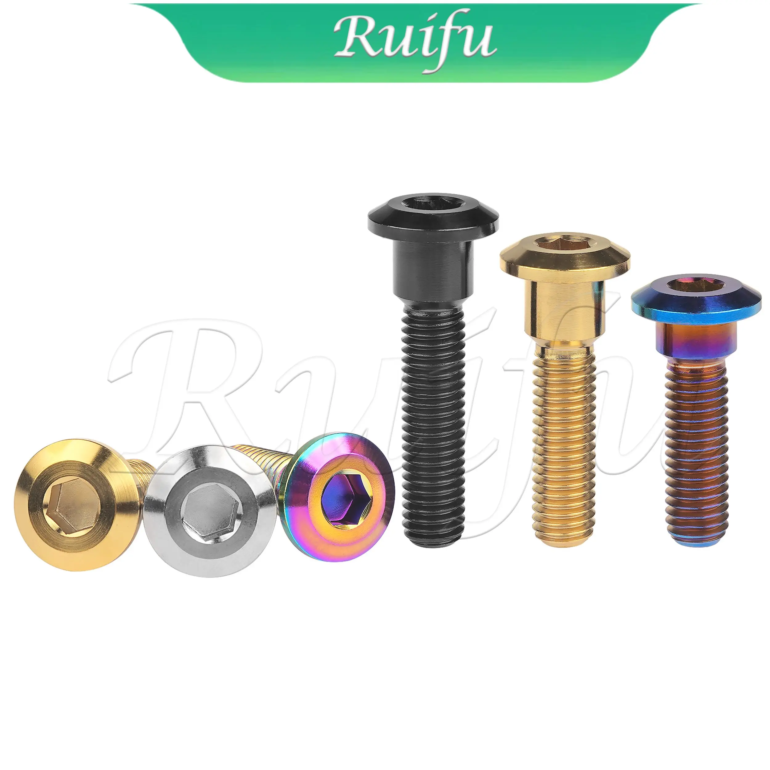 Ruifu Titanium Bolt  6PCS M8x20 22 25 30 33 35 40mm Bolt Screws Hex Socket Head for Suzuki Yamaha Disc Brake Rotor Bolts