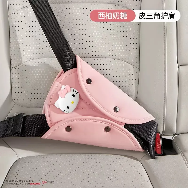 Sanrio hello kitty capa de cinto de segurança do carro macio decorar triângulo ajustável crianças cinto de segurança almofada clipes proteção acessórios do carro