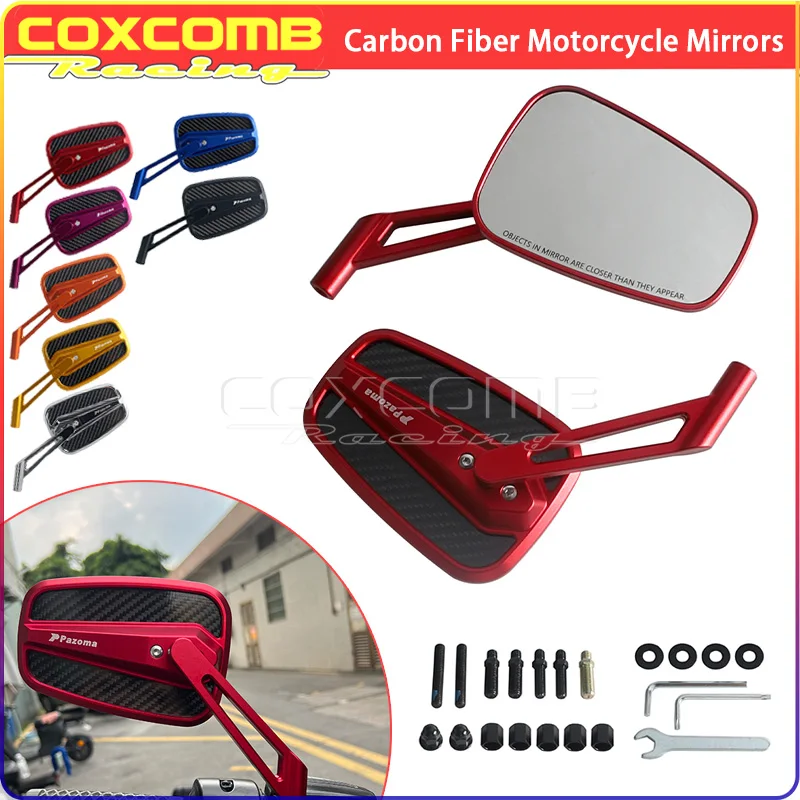 Rearview Mirrors Carbon Fiber CNC6063 Aluminum Multi‑Thread Adapters For Harley Pan America BMW R18 Yamaha Honda Kawasaki Suzuki