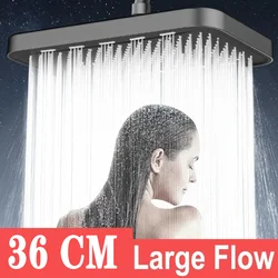 36CM Big Panel Large Flow Ceiling Mounted Supercharge Shower Head Set 3 Modes High Pressure Rainfall Bathroom Shower Accessories