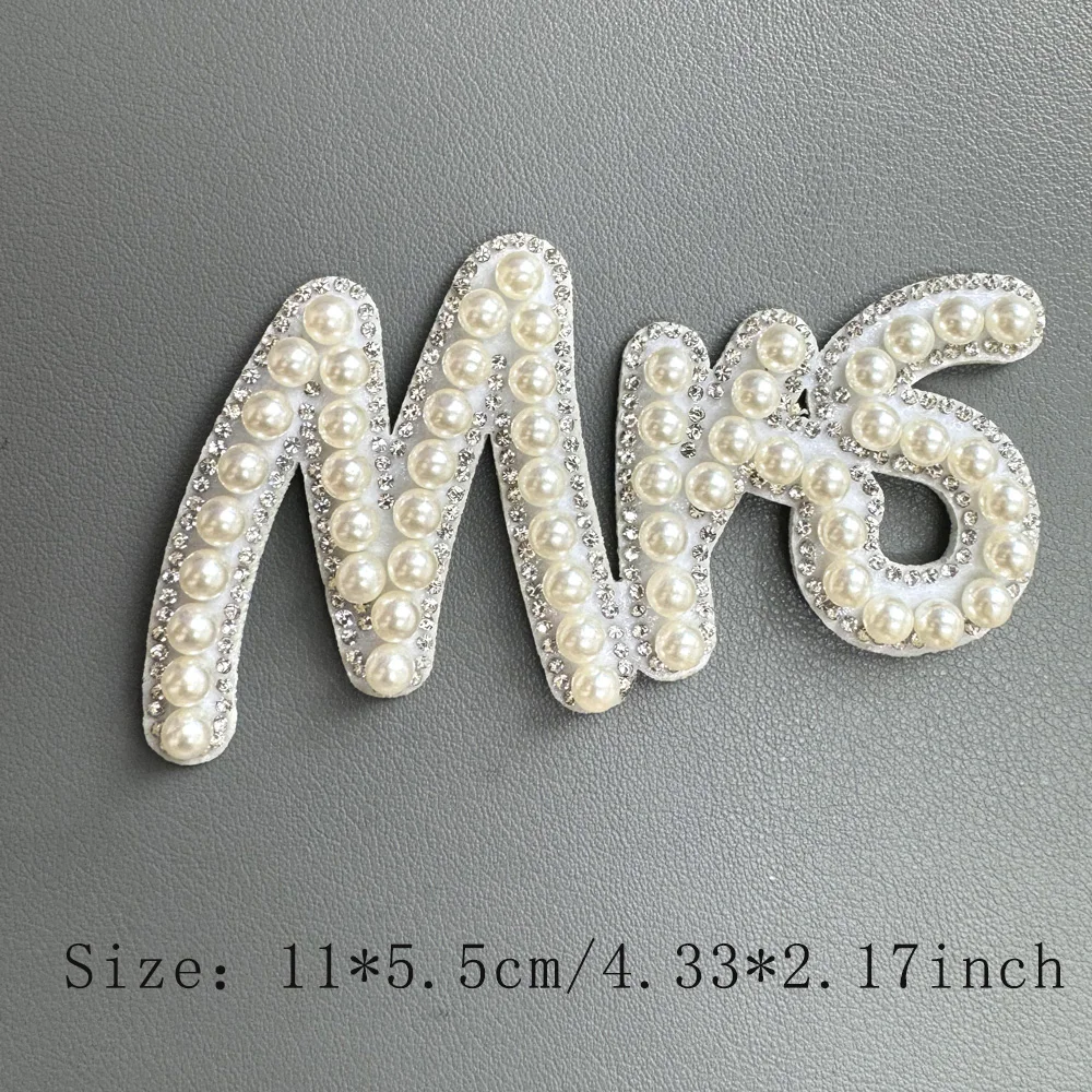 1 قطعة العروس السيدة رسالة اللؤلؤ مسار الحديد على التصحيح للملابس DIY بها بنفسك بقع المطرزة على الملابس الخياطة التصحيح منصهر زين