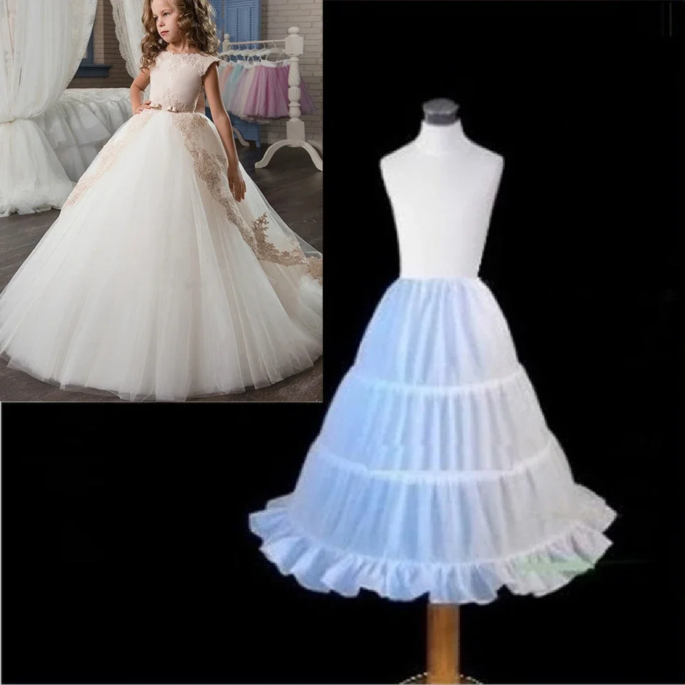 

3 Hoop Girls Petticoat Kids Children Clothing White Mesh Lolita Underskirt Catwalk Kids Petticoats for Flower Girls