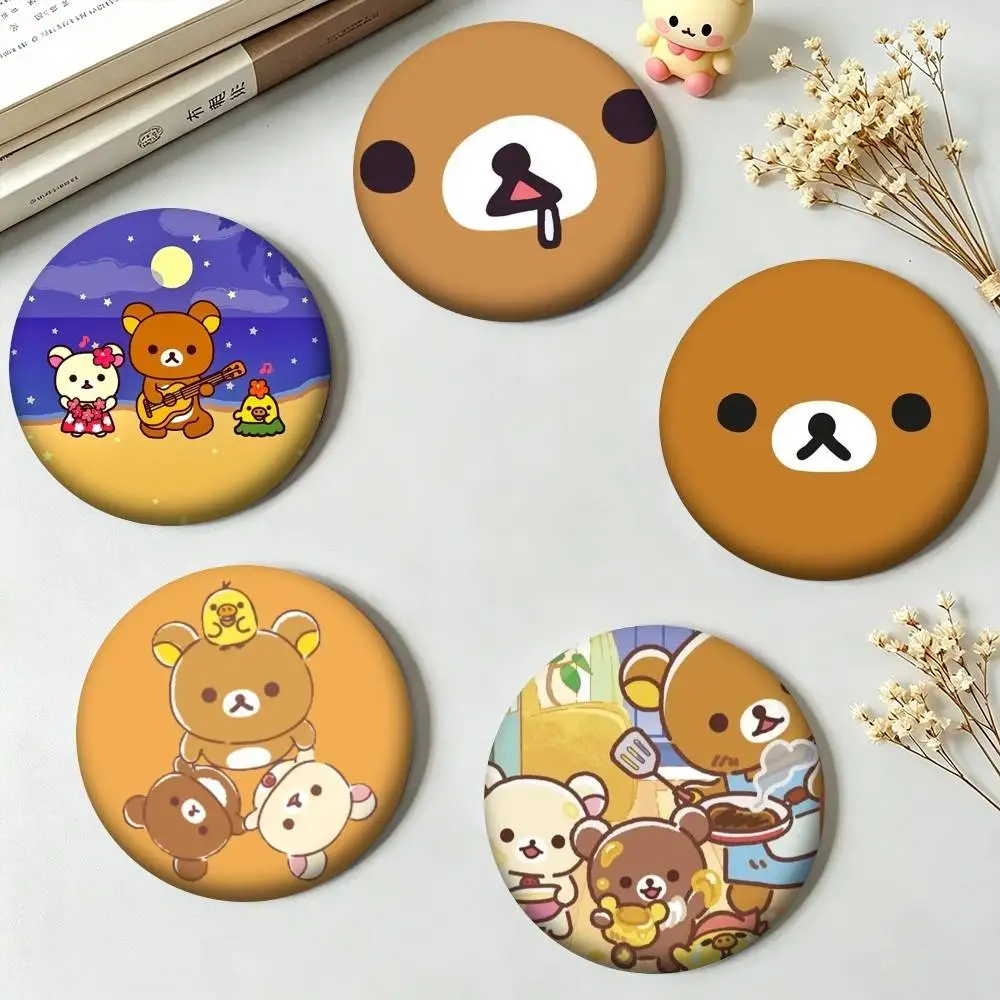 R-Rilakkuma Korilakkuma Kiiroitori Pastel Tea Time  25mm 32mm 44mm 58mm 75mm Brooches Badges Pins for Accessories Gift