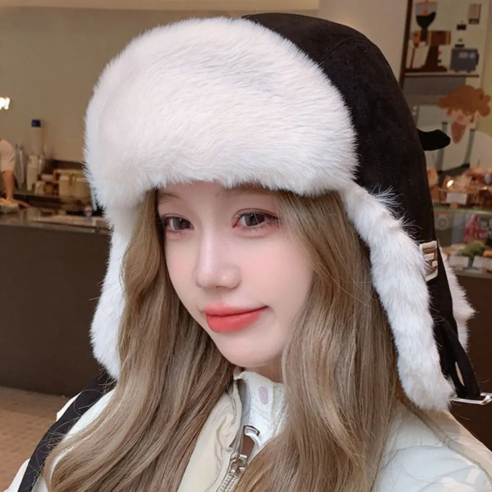 Outdoors Plush Bomber Hat Thick Warm Winter Cap Windproof Ushanka Fur Hat for Men Women