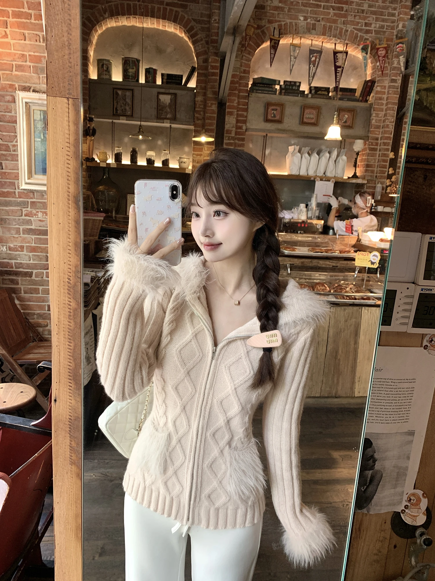 

Sweet Sle Zipper Long Sve Sweater Cardigan POKEMENG Initial Dr Star Sweet S Japanese Sweet Fur Collar Twist