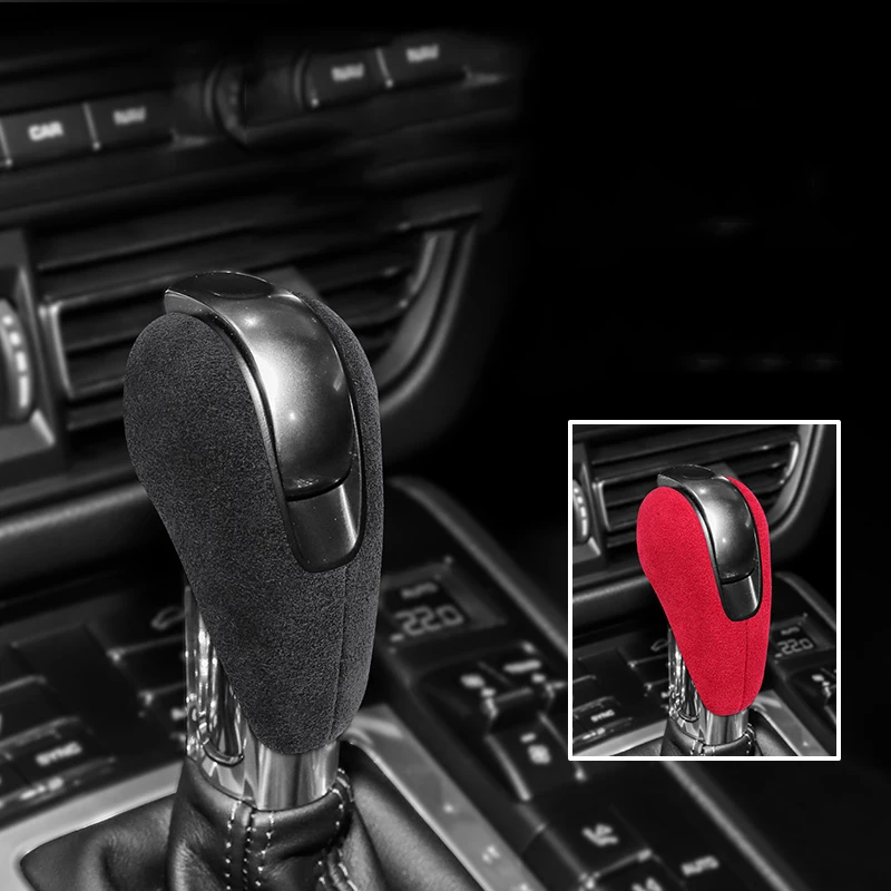Suede Leather Tools Covering Gear Shift Knob Cover Protector Car Accessories Trim For Porsche Panamera 718 911 Macan Cayenne