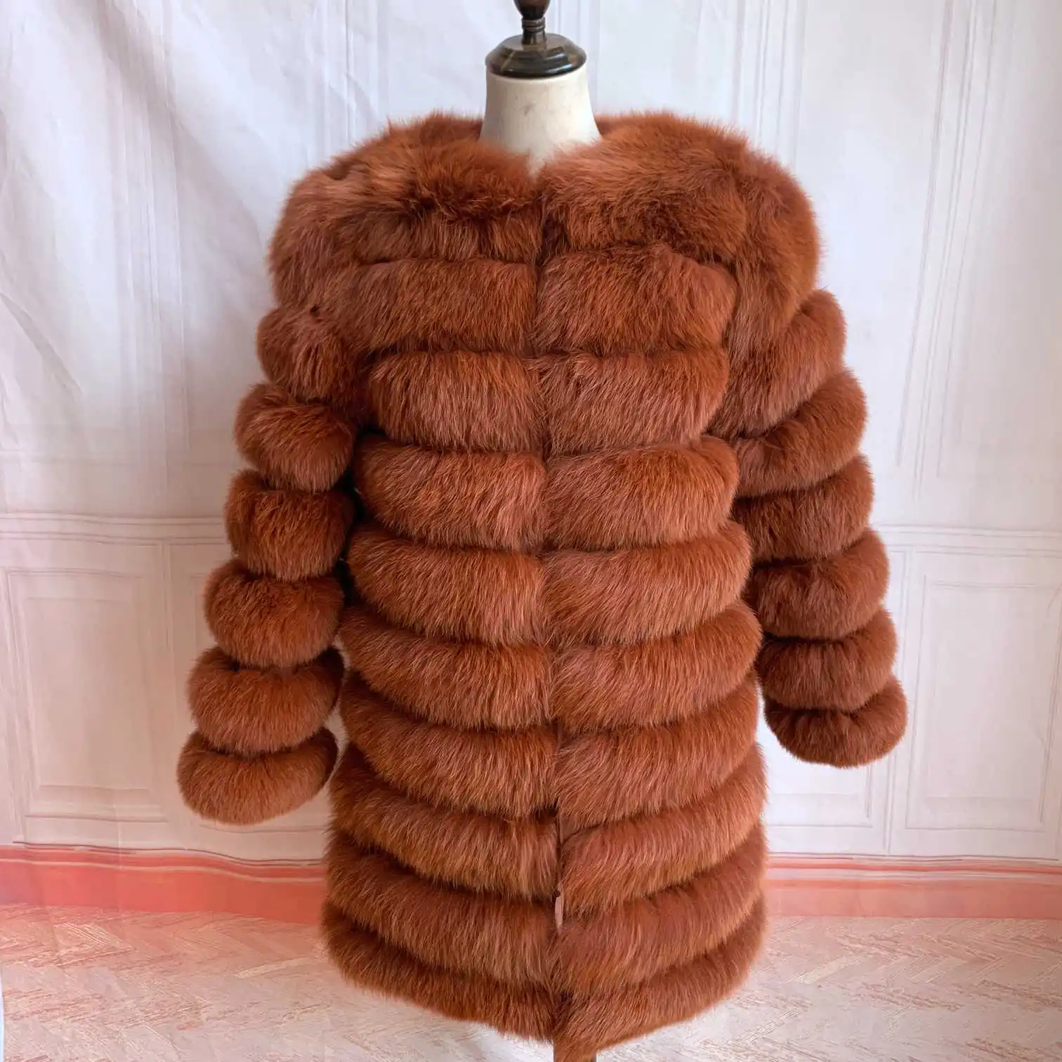 NEW 4in1 Real Fox Fur Long Coat Winter Coat for Women Jackets Vest Winter Outerwear Women Fox Fur Coat High Quality Fur Clothes