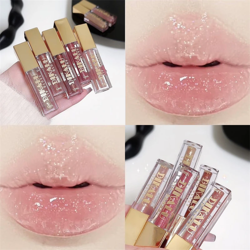 Petit glaçon rasé hydratant et dodu scintillant brillant à lèvres eau lumière miroir couches glaçure à lèvres huile hydratante pour les lèvres verre Dudu