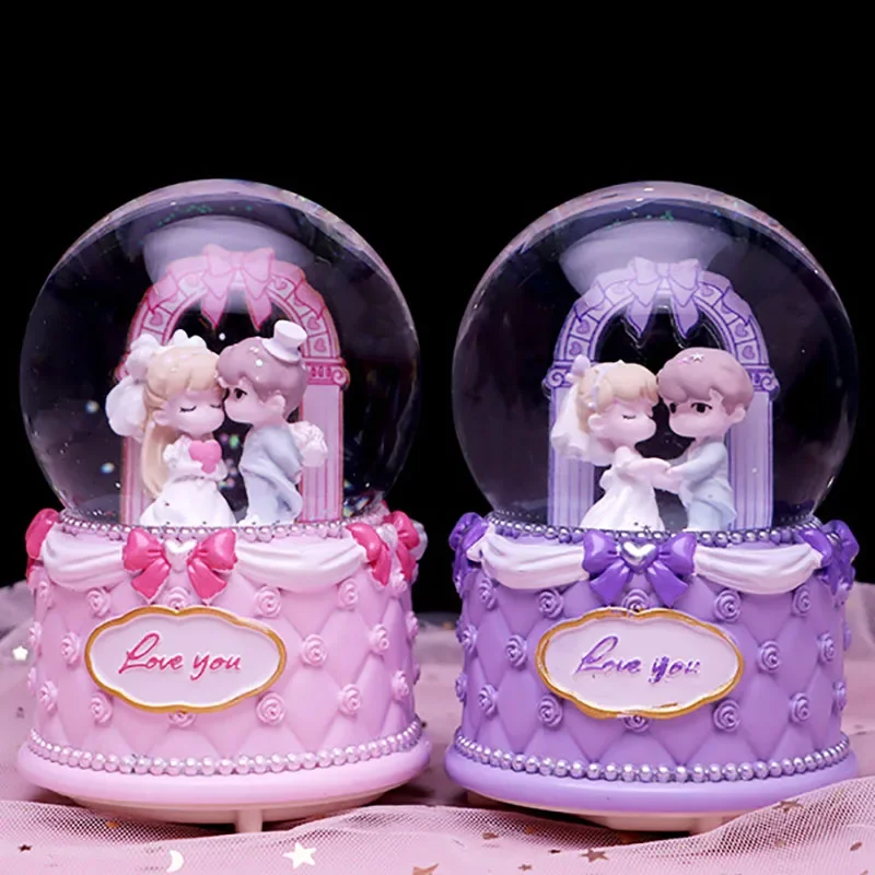 

Pink Crystal Spheres Valentine's Day Couple Decoration Ornaments Bolas De Nieve Cristal Wedding Decorations Festival Gifts 수정구