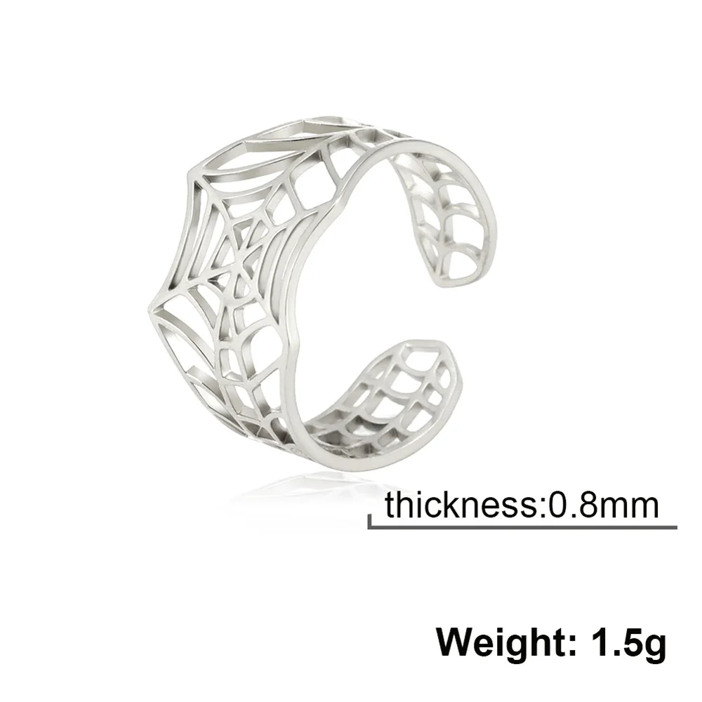My Shape Punk Spinnen ring Edelstahl verstellbare offene Fingerringe Tiermode Schmuck Frauen Männer Jungen Teen Halloween Geschenk – Detail 13