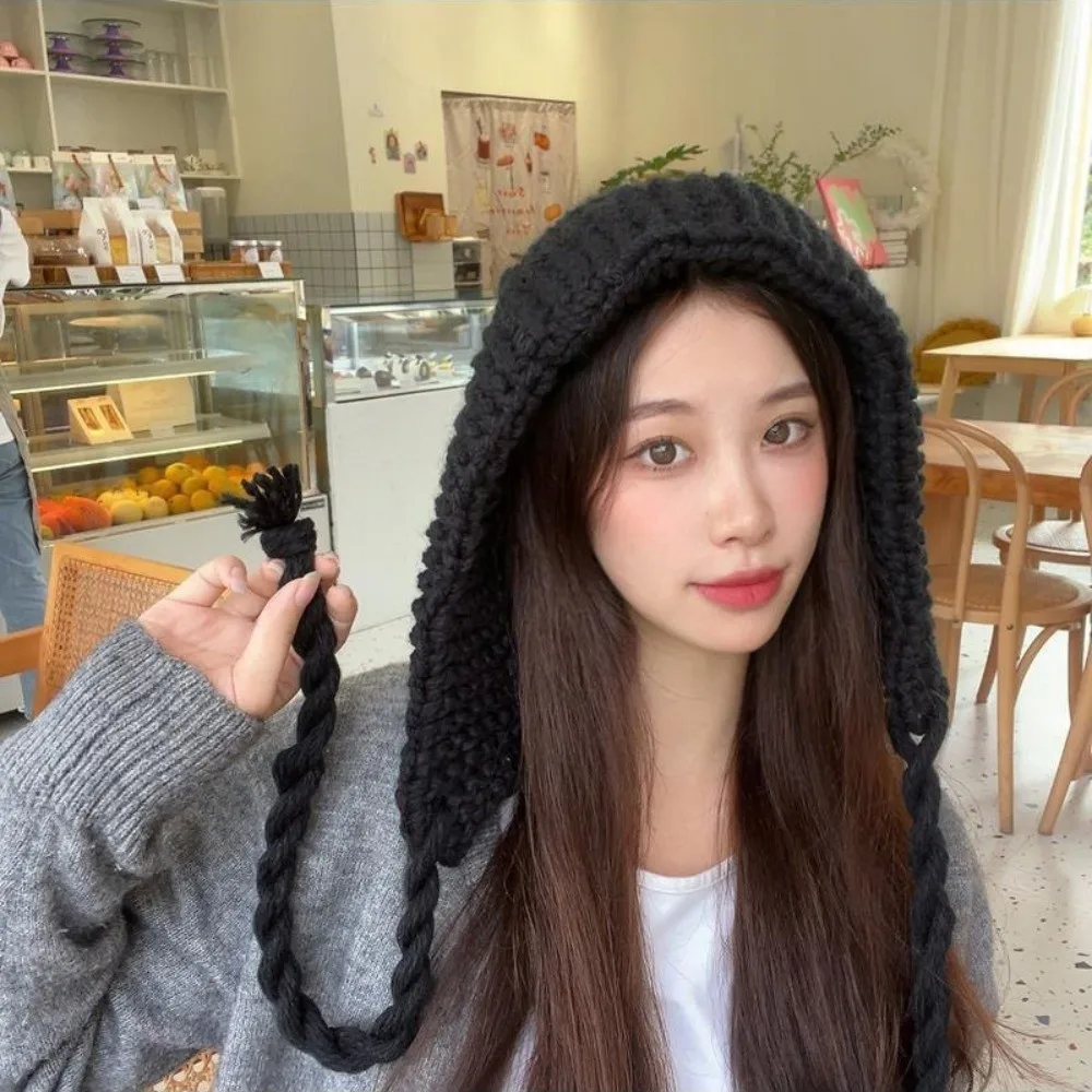 

Trendy Thickened Woolen Cap Warm Hood Earmuff Winter Cap Large Head Circumference Soft Warm Hat Autumn Winter