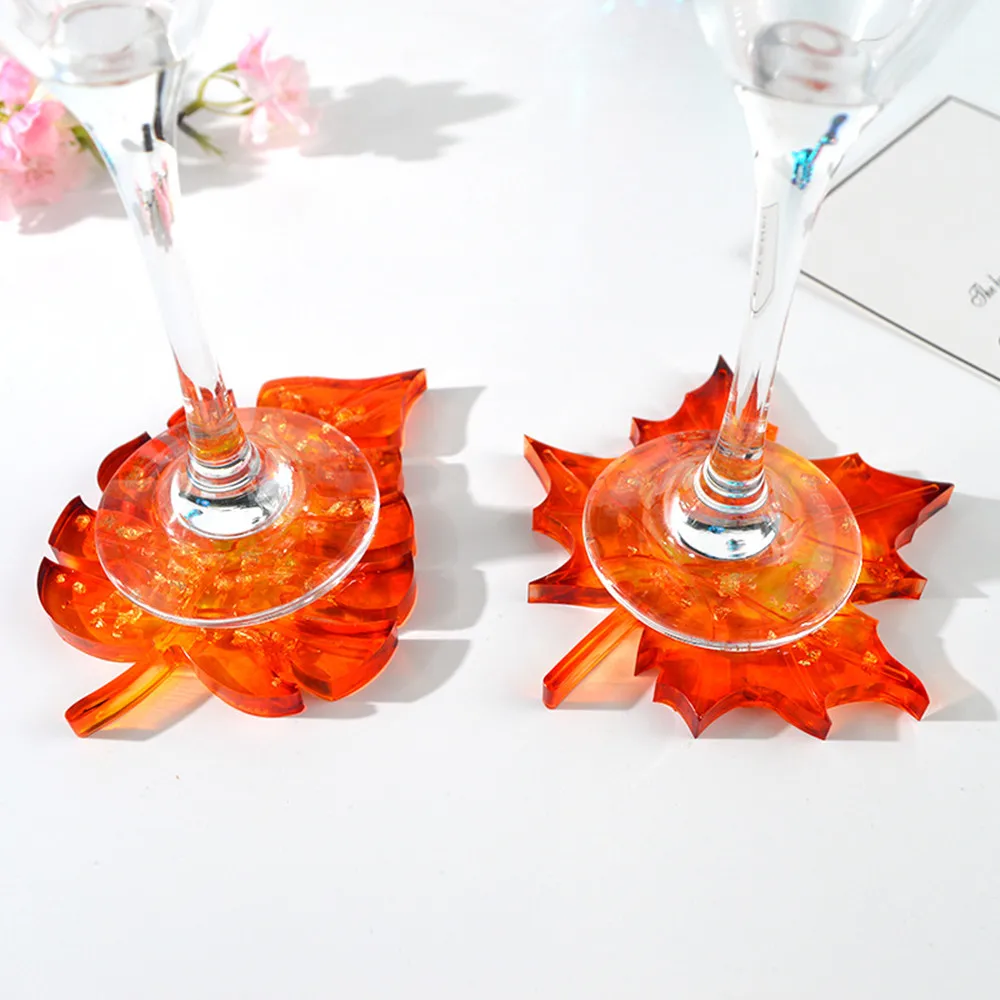1Pcs Palm Trees Leaf Coasters Silicone Mold Maple Leaves Epoxy Resin Mould For Hand Craft Ornamentation Home Table Decoration