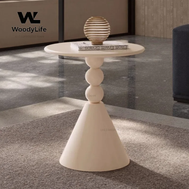 Living Room Small Coffee Table Metal Small Round Table Cream Wind Negotiation Table Sofa Corner Few Wrought Iron Edge Few