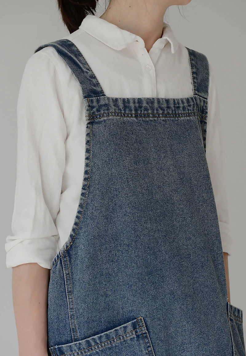 Adjustable Denim Apron for Men and Women, Adult Denim, Cooking Clothes, Restaurant, Coffee, Milk, Tea Shop, Work Clothes