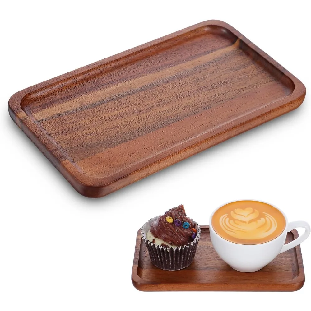 

Mini Wooden Serving Platter, 7.2 x 4.1 Inch Rectangle Acacia Wood Trays Small Natural Wood Serving Boards for Tea and Coffee