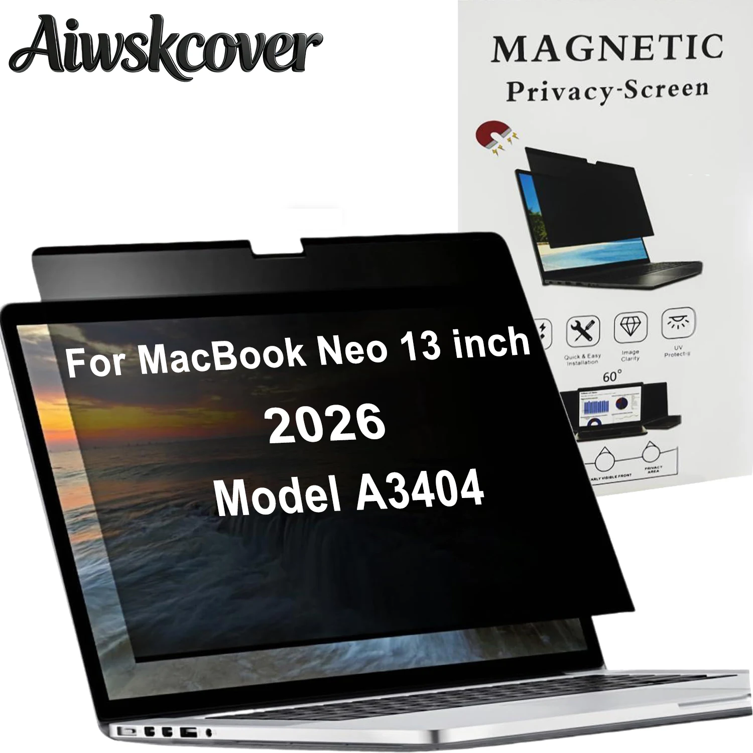 Magnetic Privacy Screen For MacBook Neo 13 Inch 2026 Model A3404, Removable Matte Laptop Privacy Screen For Neo 13 inch