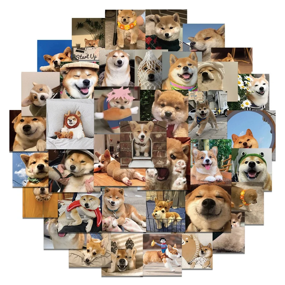 10/30/50PCS Cute Shiba Inu Corgi Cute Pet Dog Sticker For personality Toys Luggage Laptop iPad Cup Phone Case Sticker Wholesale