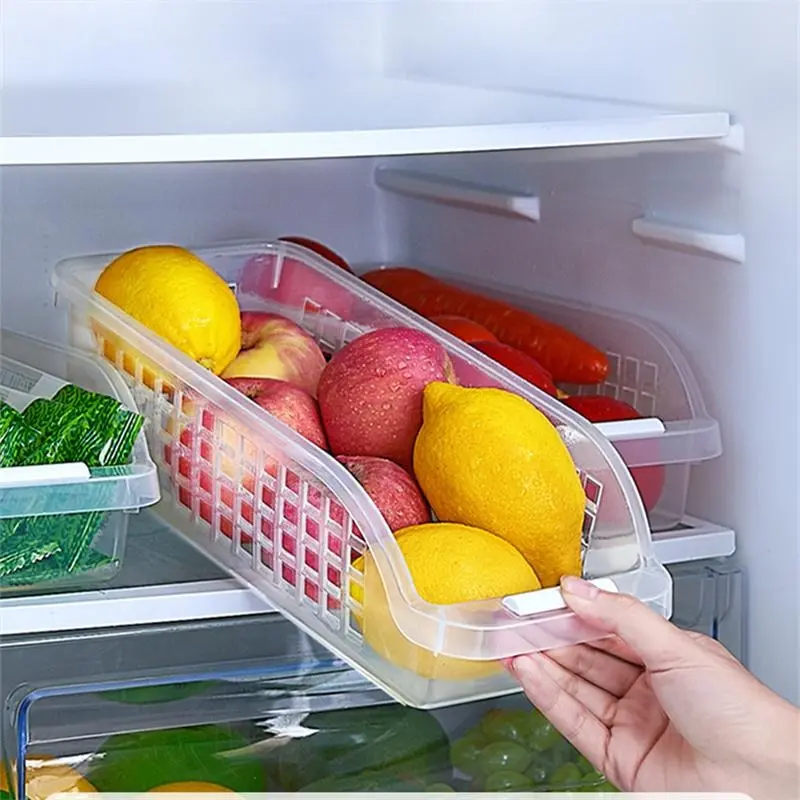 4pcs Home Transparent Refrigerator Storage Compartment Thickened Plastic Food Storage And Organization Box Storage Basket