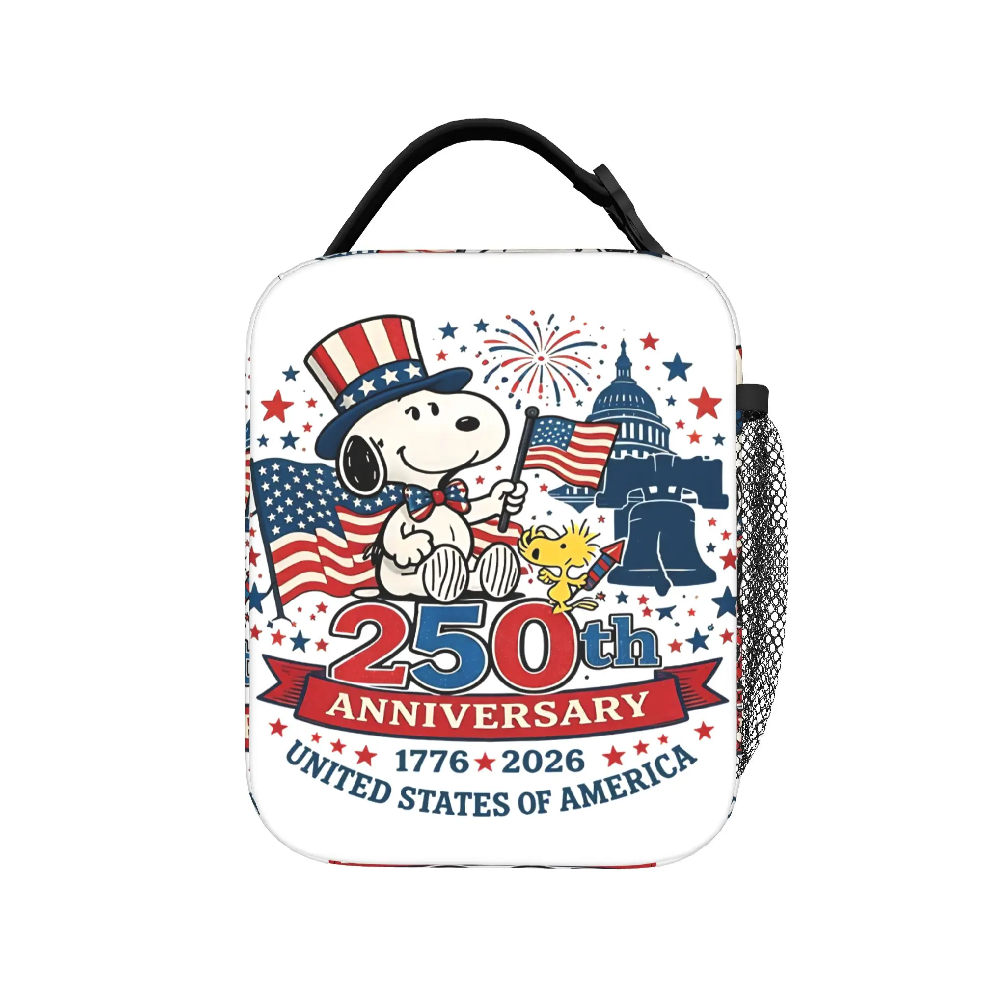 

Snoopy America 250 Anniversary Insulated Lunch Bags Portable Meal Container Cooler Bag Tote Lunch Box Work Picnic Men Women