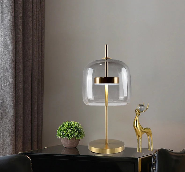 

Light Luxury Creative Living Room Desk Lamp Post-Modern Bedroom Bedside LED Study Room Hotel Glass Decoration Desk Lamp