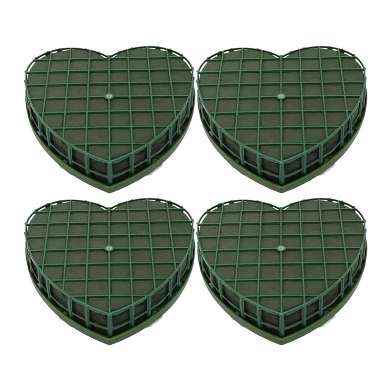 4Pcs Heart-Shape Floral Foam Blocks Green Flower Clay Heart Shaped Floral Bricks Artificial Floral Mud with Suction Cup