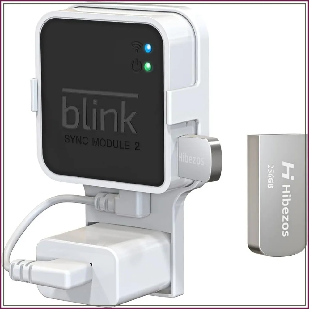 256GB USB Flash Drive & Outlet Mount for Sync Module 2, Space-Saving Holder for Security System
