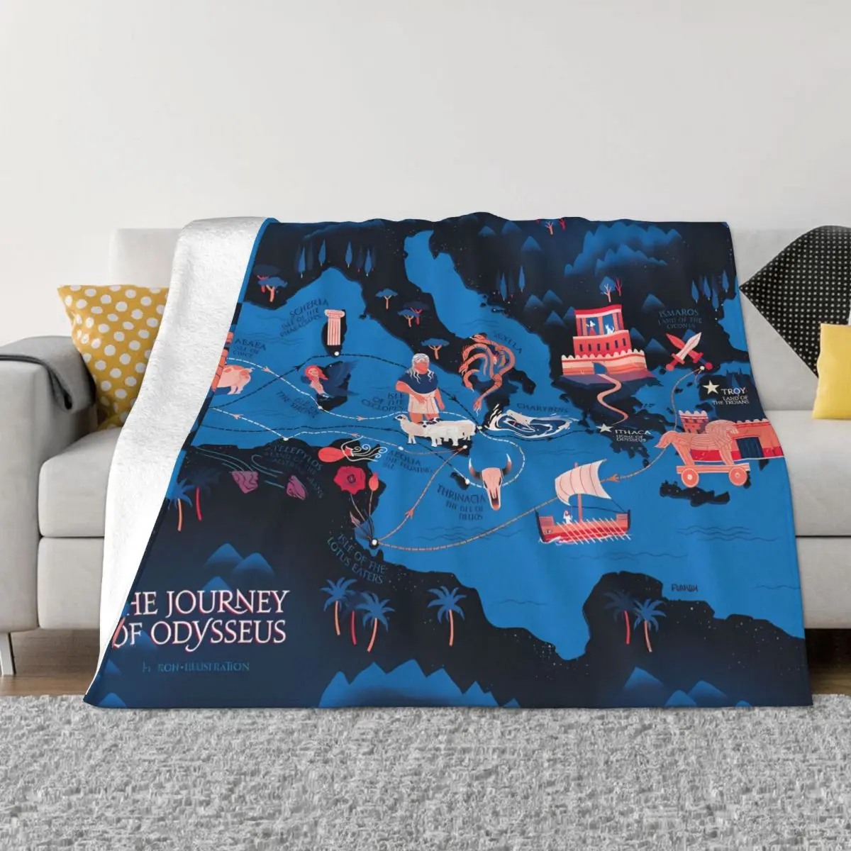 Ancient Greece Blanket Flannel Spring Autumn Odyssey Map Constellation Warm Throws For Winter Bedding