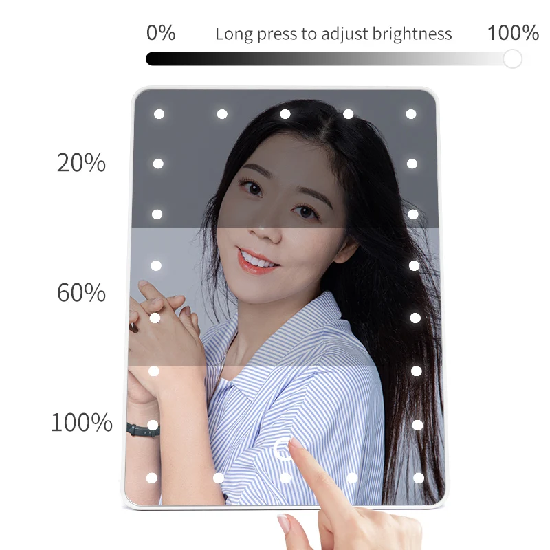 مرآة مكياج LED للمكتب مع تحكم باللمس وإضاءة 22 مصباح LED قابلة للتعتيم، حامل قابل للتعديل، لتطبيق المكياج المنزلي #3